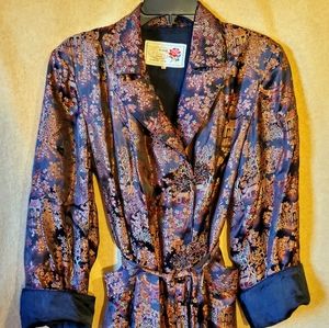 VTG 80s 90s Kimono Duster Jacket Coat - metallic
